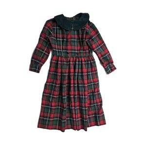 Vintage  Monday's Child Girls Dress Red‎ Green Plaid 8